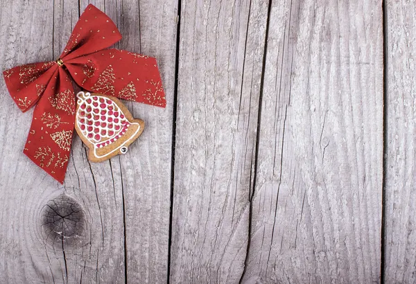 Ginger bread on wood christmas holiday background — Stock Photo, Image