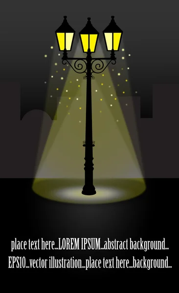 Streetlight lantaarn bij nacht vectorillustratie — Stockvector