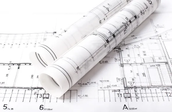 Architect project drawing blueprint — Stock Photo, Image