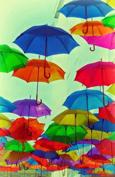 Bunte Regenschirme abstraktes Vintage-Foto — Stockfoto