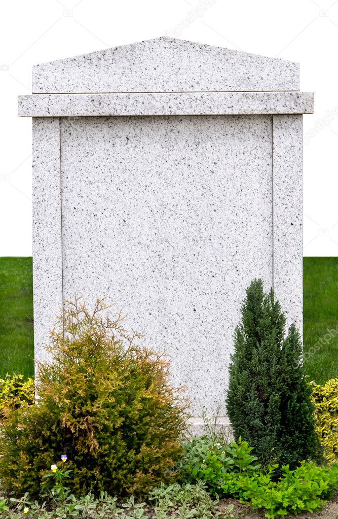 Blank Gravestone isolated on white ready for inscripion