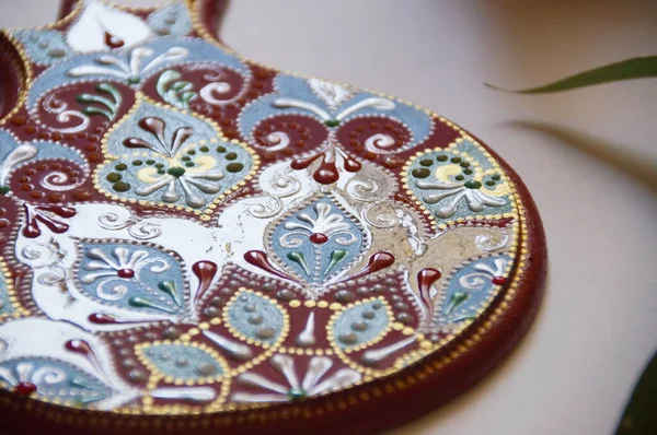 Handpainted Pomegranate Intricate Ornate Pattern Made Wood Painted Acrylic Colors — Foto Stock
