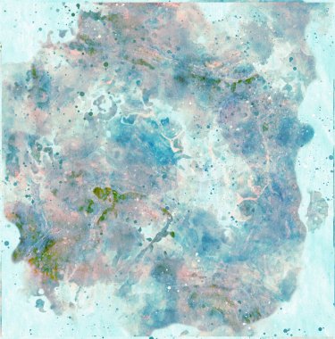 Soyut arkaplan, suluboya tarzında dijital illüstrasyon mavi ve turkuaz renklerde