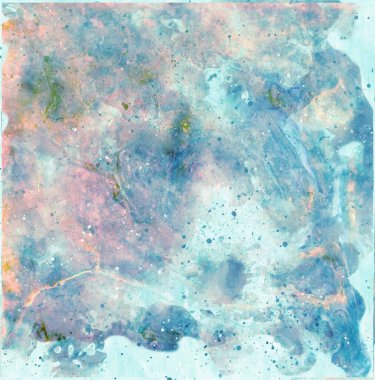 Soyut arkaplan, suluboya tarzında dijital illüstrasyon mavi ve turkuaz renklerde