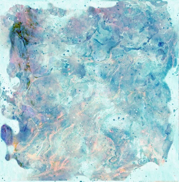 Soyut arkaplan, suluboya tarzında dijital illüstrasyon mavi ve turkuaz renklerde