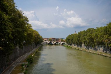 Photo of the bridge Ponte Principe Amedeo Savoia Aosta in Rome city, across the Tiber River.