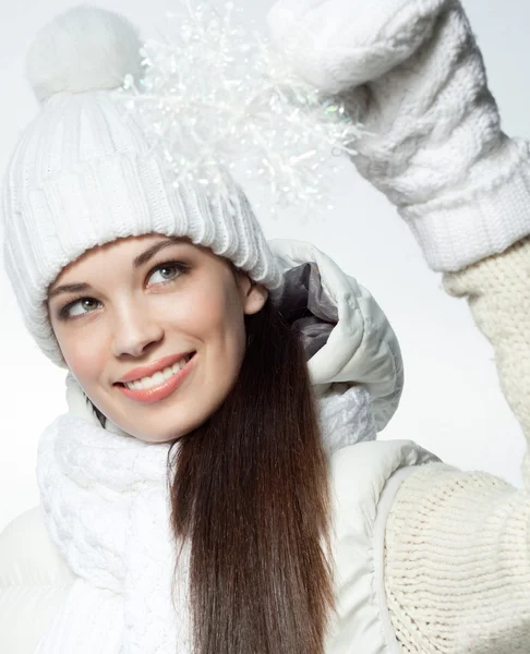 Smiling woman in warm clothing — Stock Photo, Image