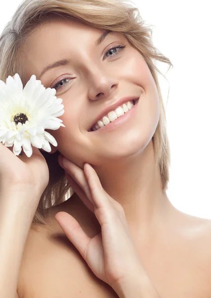 Woman with white flower Royalty Free Stock Images