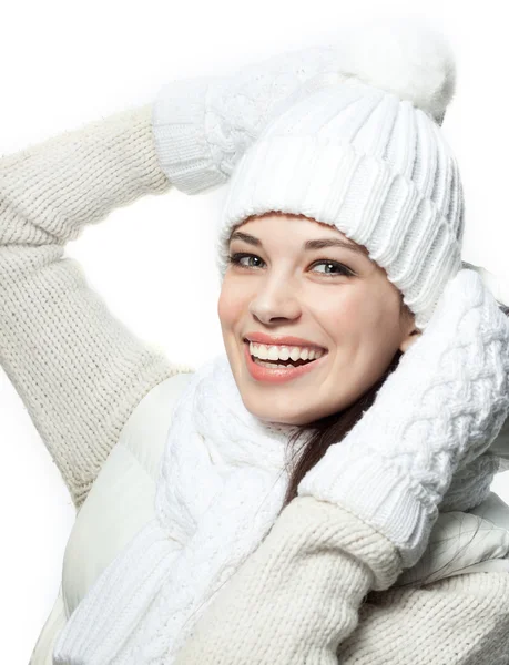 Smiling woman in warm clothing — Stock Photo, Image