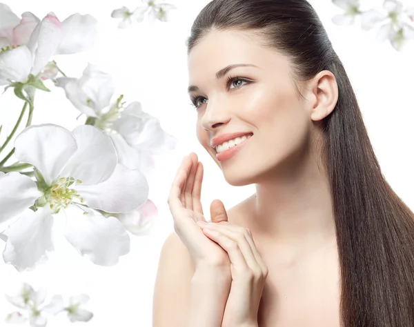 Mujer con flores — Foto de Stock