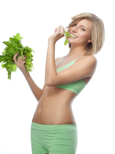 여자는 salat 먹으십시오 — 스톡 사진