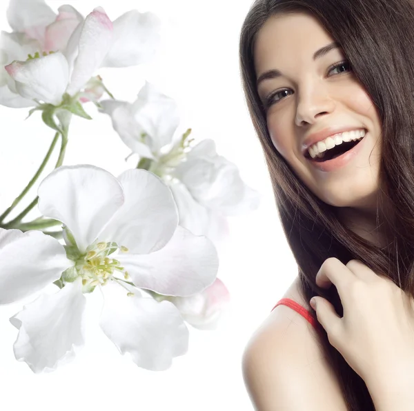 Woman with flowers — Stock Photo, Image