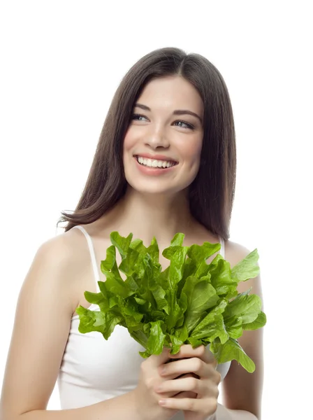 Lächelnde Frau mit Salat — Stockfoto