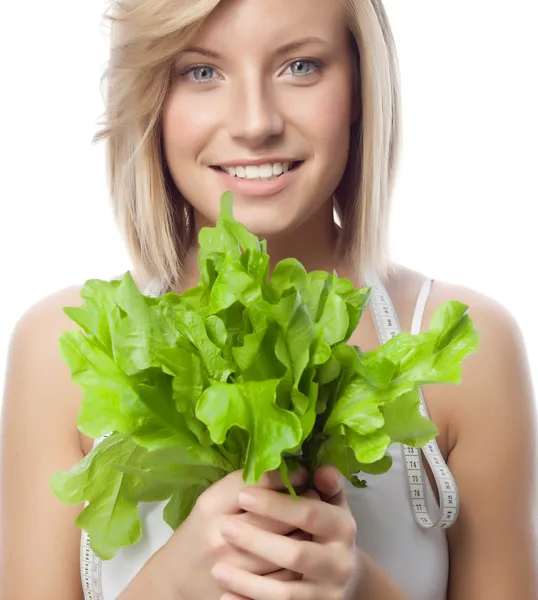 Žena s salat — Stock fotografie