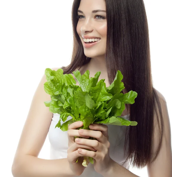 Mulher sorridente com salat — Fotografia de Stock