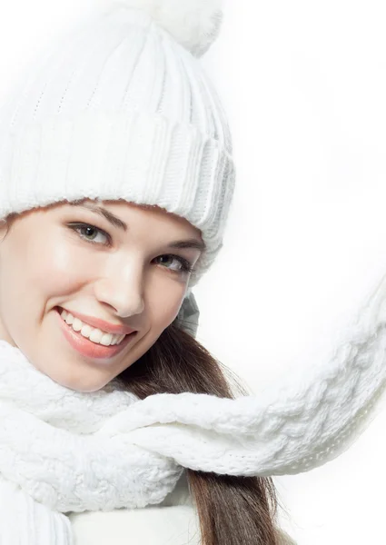 Mujer sonriente con ropa de abrigo — Foto de Stock