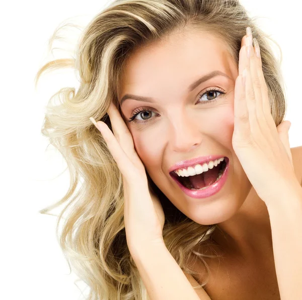 Woman blond is looking surprised — Stock Photo, Image