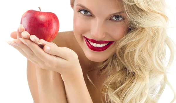 Mujer con manzana — Foto de Stock