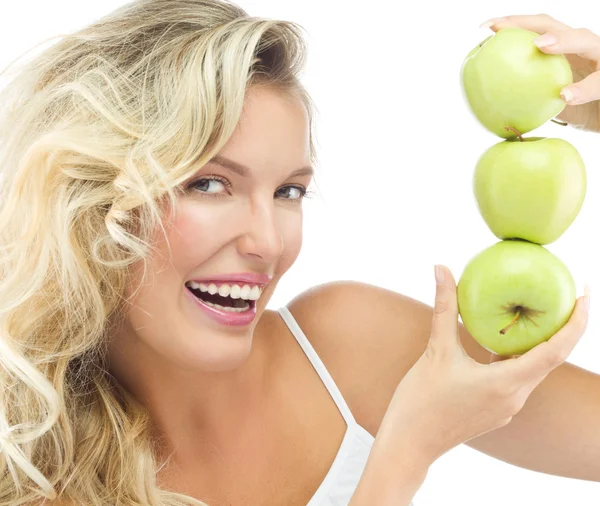 Vrouw met appels — Stockfoto