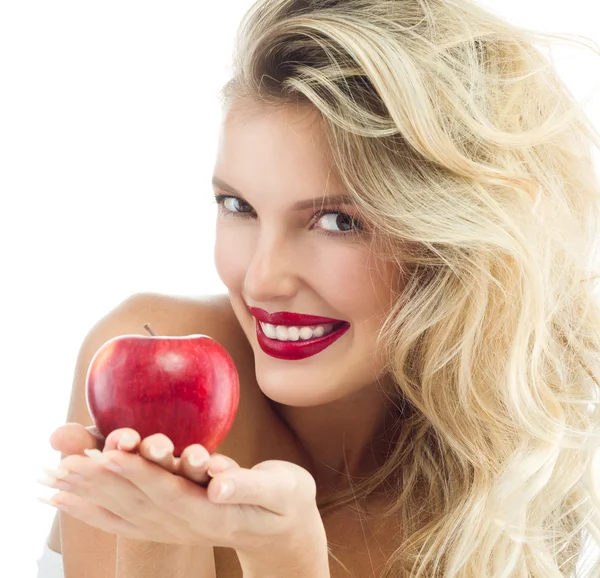 Woman with apple — Stock Photo, Image