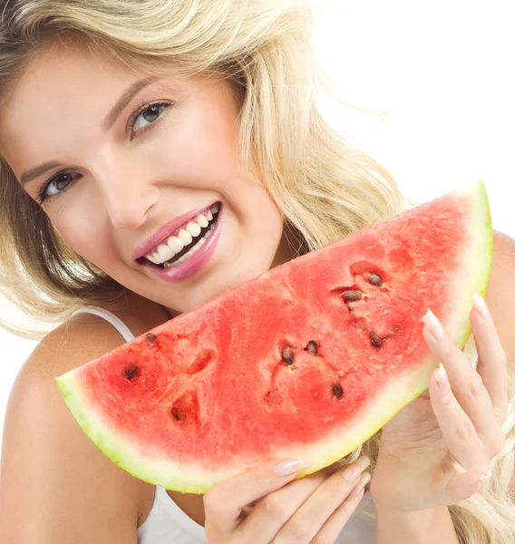 Mujer con sandía — Foto de Stock