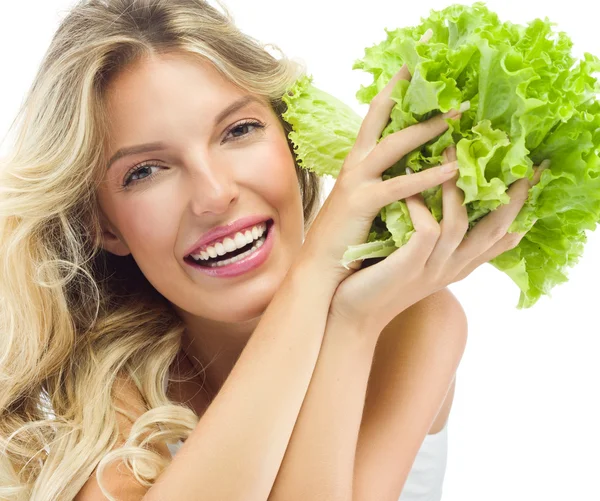 Frau mit Salat — Stockfoto