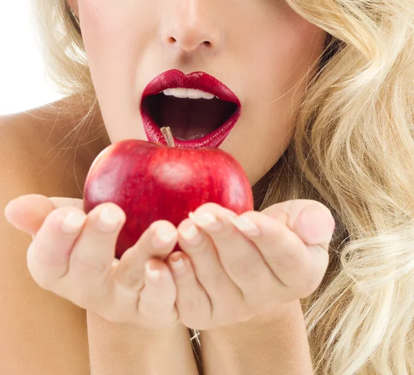 Woman with apple — Stock Photo, Image