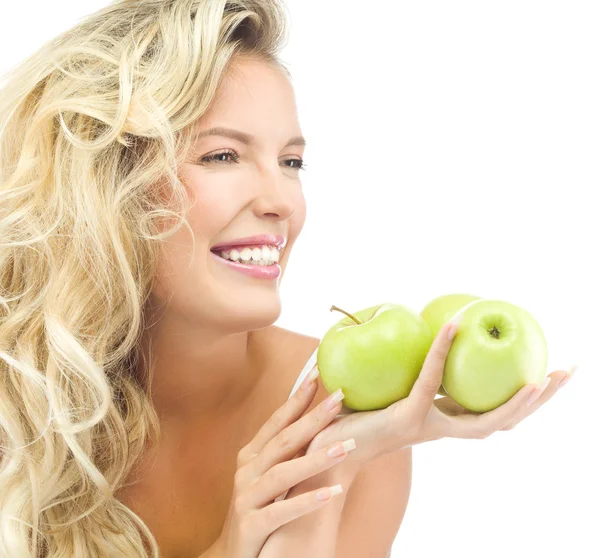 Vrouw met appels — Stockfoto