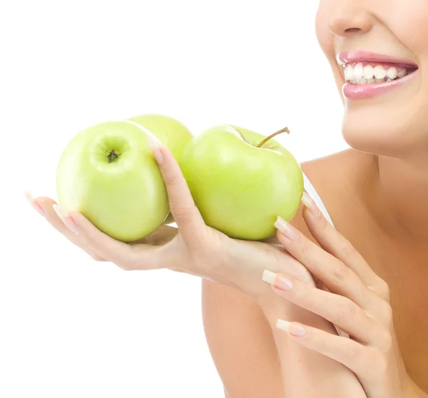 Mujer con manzanas — Foto de Stock