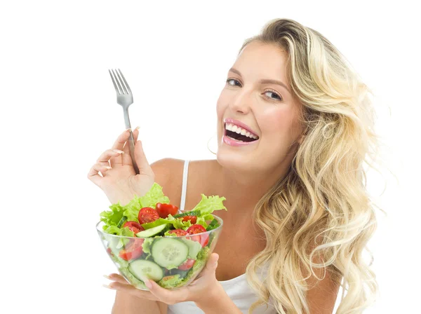 Frau mit Salat — Stockfoto