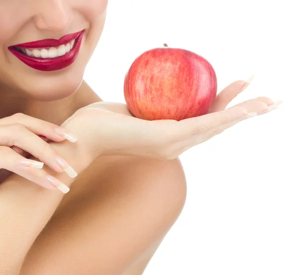 Mujer con manzana — Foto de Stock