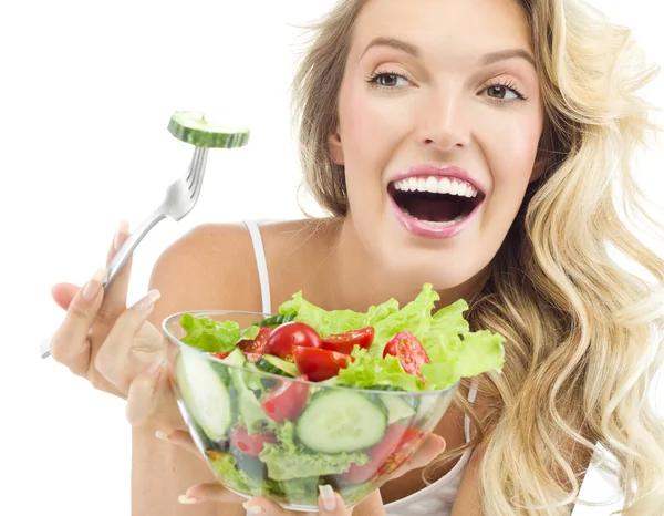 Kvinna med salat — Stockfoto