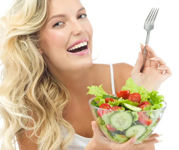 Kvinna med salat — Stockfoto