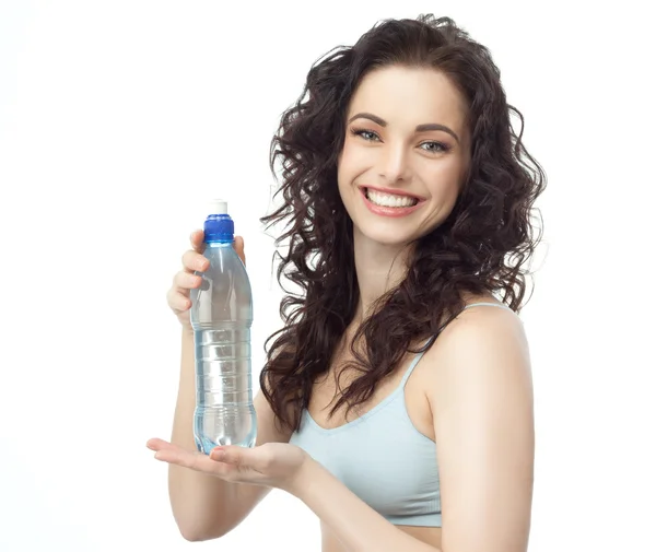 Frau mit Flasche Wasser — Stockfoto