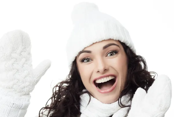 Smiling woman in warm clothing — Stock Photo, Image
