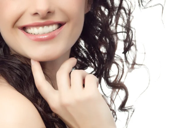 Sonriente toothy morena mujer — Foto de Stock