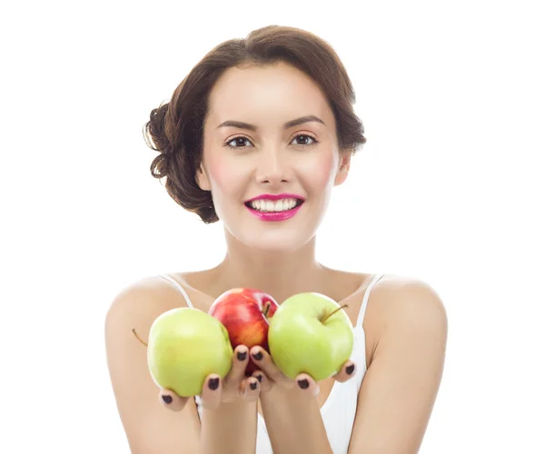 Elma olan kadın — Stok fotoğraf
