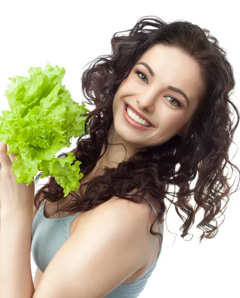 Žena s čerstvým salat — Stock fotografie