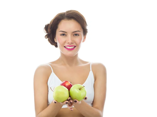 Mujer con manzanas — Foto de Stock