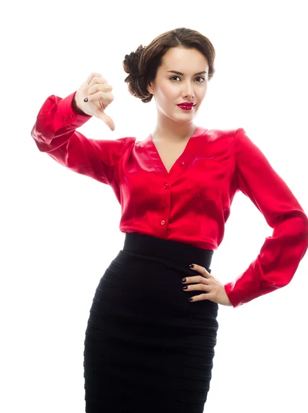 Woman with thumbs down — Stock Photo, Image