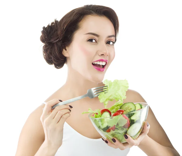 Femeia mănâncă salată — Fotografie, imagine de stoc