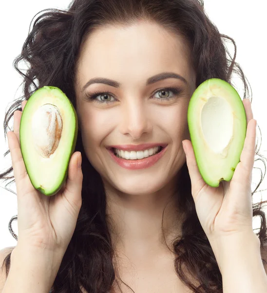 Vrouw met avocado — Stockfoto