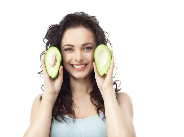 Vrouw met avocado — Stockfoto