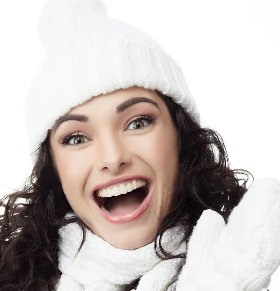 Smiling woman in warm clothing — Stock Photo, Image