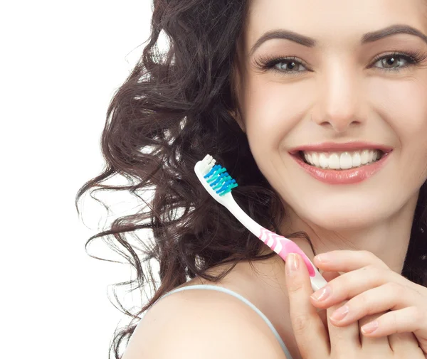 Woman with tooth brush — Stock Photo, Image