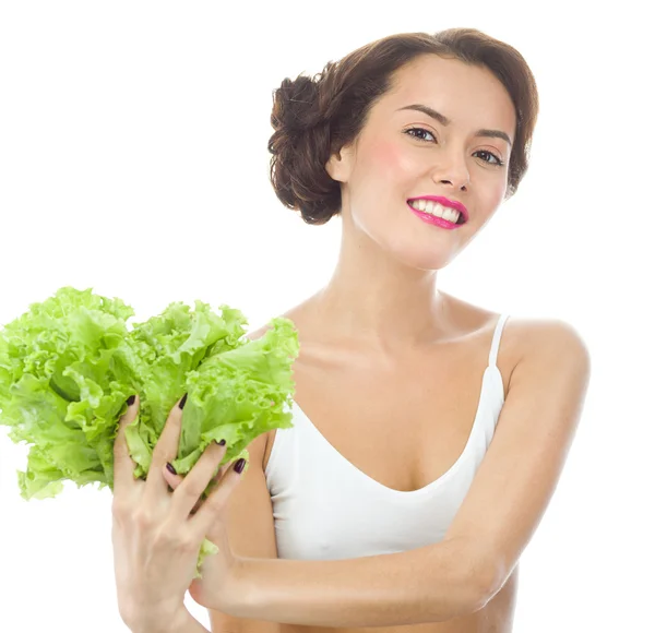 Vrouw met salat — Stockfoto