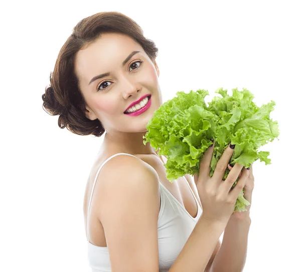 Frau mit Salat — Stockfoto