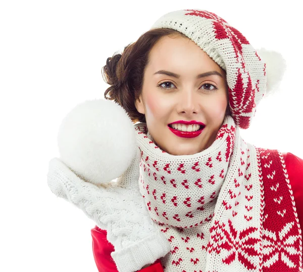 Woman with snow ball — Stock Photo, Image