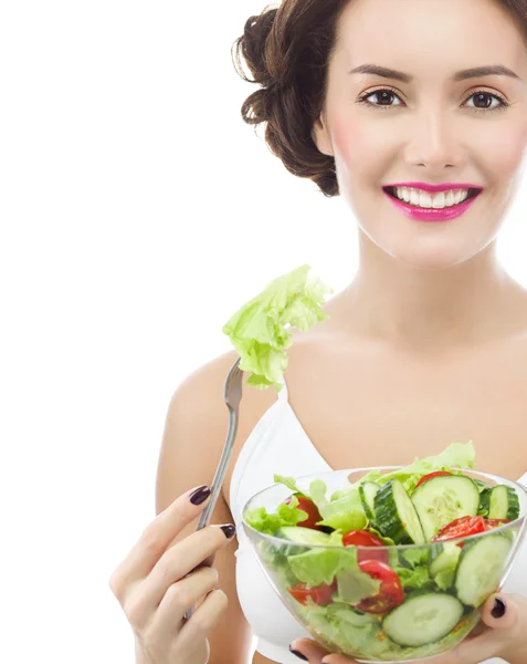Woman is eating salat Stock Image