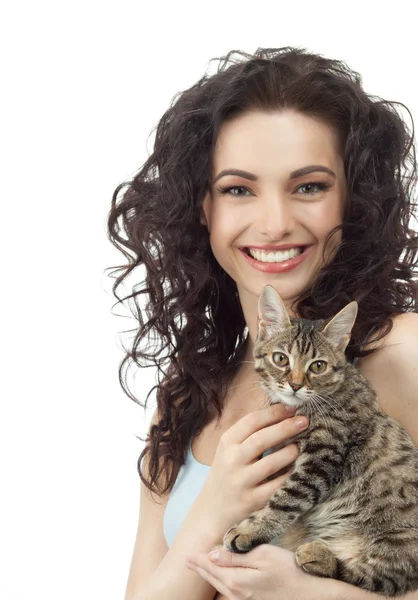 Woman with cat Royalty Free Stock Photos